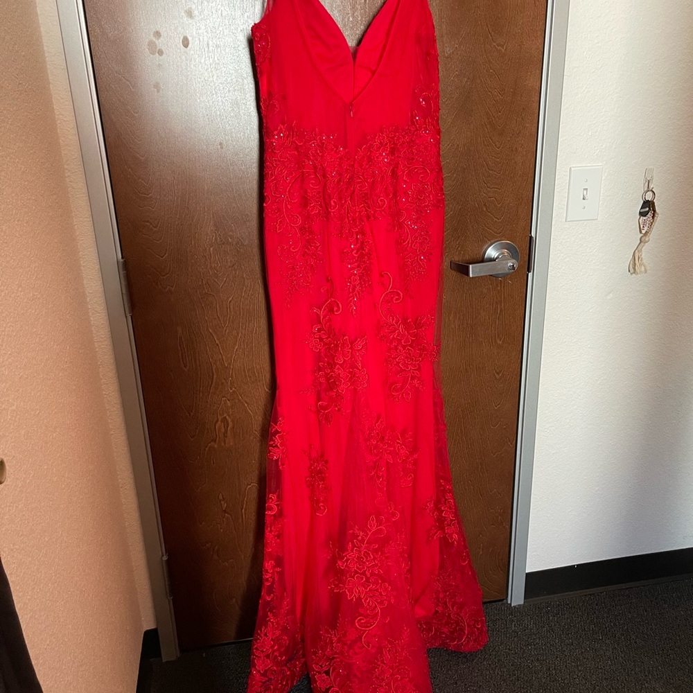 long red formal prom dress